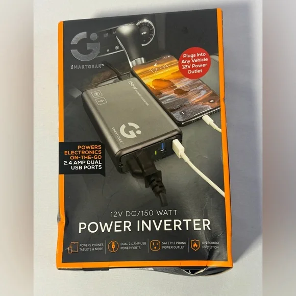 Smart Gear 12V DC/ 150 Watt Power Inverter Compact Portable NEW in Box - Picture 1 of 9